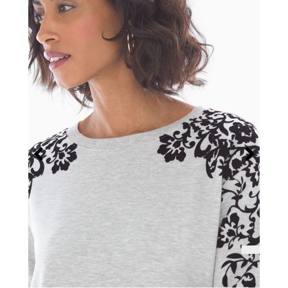 Soma Flocked Layered Look Sweatshirt size small grey - Picture 2 of 8